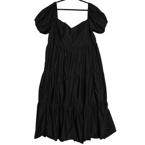Eloquii Black Puff Sleeve Tiered Maxi‎ Dress | Size 26